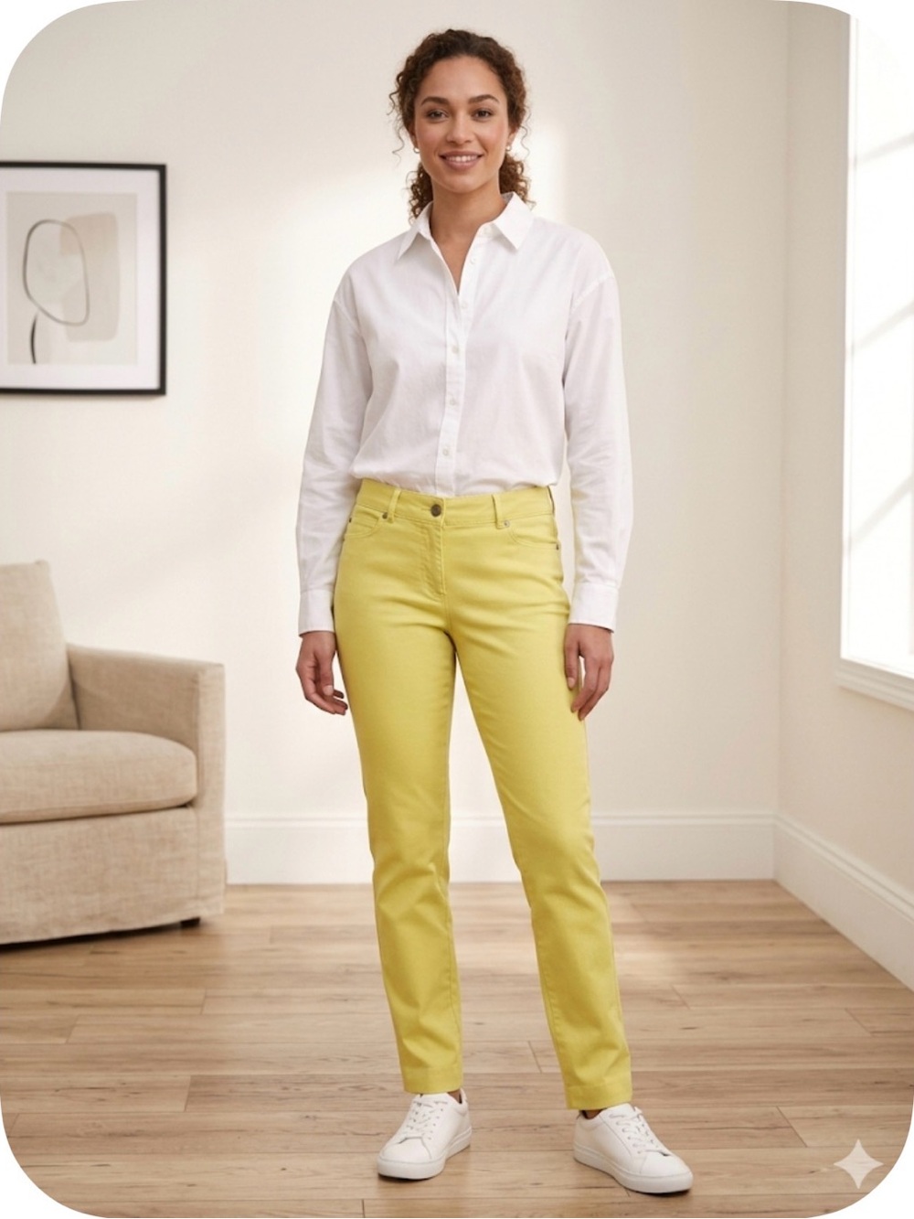 Straight-Leg Jeans in Lemon Yellow